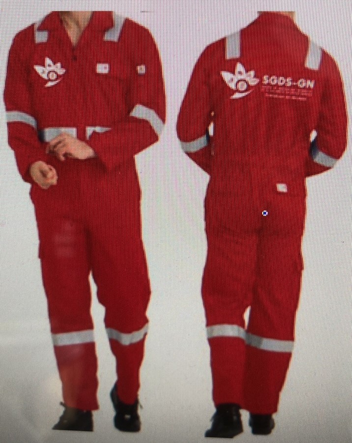 COMBINAISON DE TRAVAIL PURE COTON AVEC BANDE PHOTOLIMINESCENTE, BRODERIE A LA DEMANDE